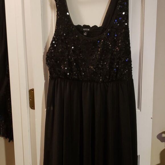 Stunning Apt 9 Beaded Sparkly Top Black Party Dress Medium‎ Trendy Timeless - Picture 3 of 16